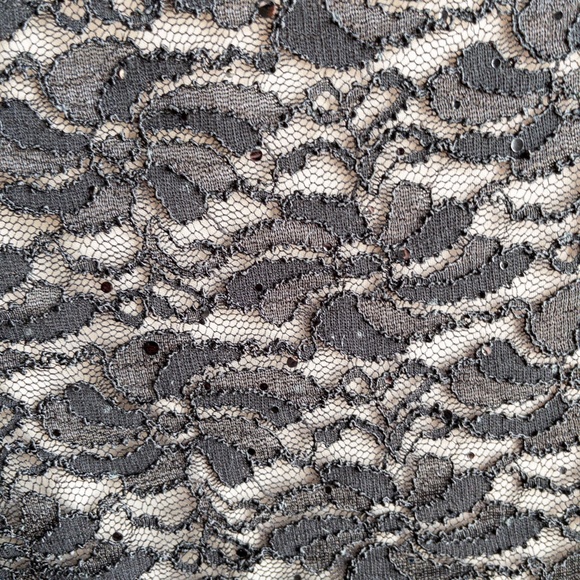 Laura Black/Tan Lacey Formal Dress Side Slit Size 12 B001 - Picture 6 of 13